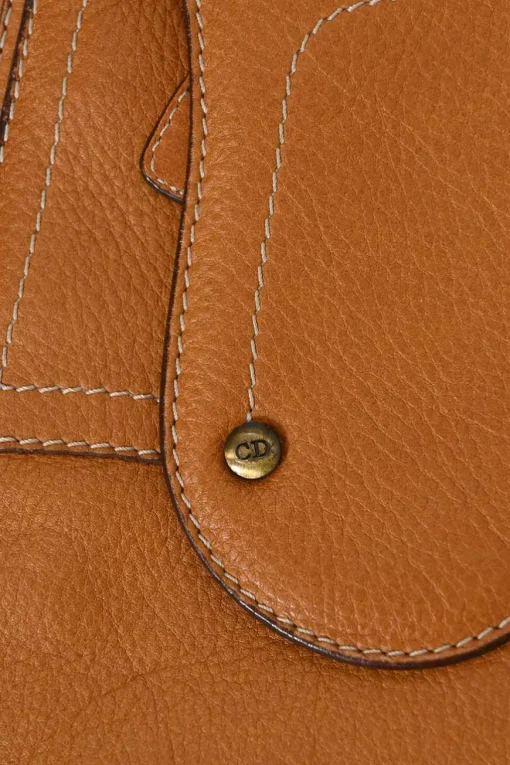 Tobacco grained calfskin leather Baudrier saddle bag
