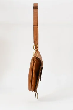 Tobacco grained calfskin leather Baudrier saddle bag