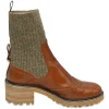 Tobacco leather and rubber Franne half sock lug sole ankle boots