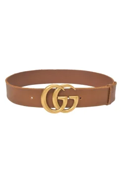 Tobacco leather GG Marmont buckle belt
