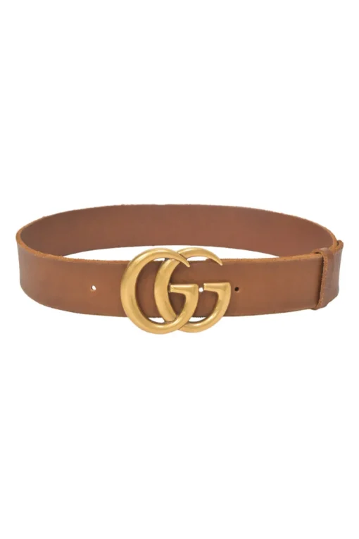 Tobacco leather GG Marmont buckle belt