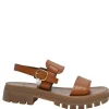 Tobacco vegetable-tanned calfskin and rubber Clea Triomphe slingback sandals with buckle fastening