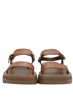 Tobacco vegetable-tanned calfskin and rubber Clea Triomphe slingback sandals with buckle fastening
