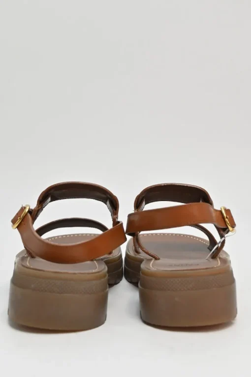 Tobacco vegetable-tanned calfskin and rubber Clea Triomphe slingback sandals with buckle fastening