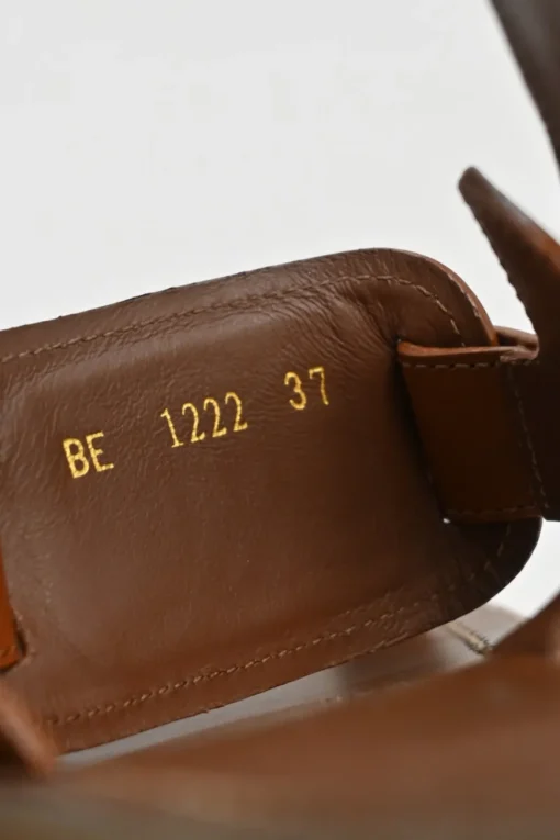 Tobacco vegetable-tanned calfskin and rubber Clea Triomphe slingback sandals with buckle fastening