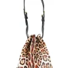 Tom Ford calf hair on leopard print black leather shoulder bag with gold tone metal hardware