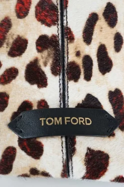 Tom Ford calf hair on leopard print black leather shoulder bag with gold tone metal hardware