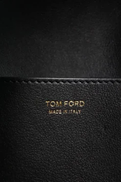 Tom Ford calf hair on leopard print black leather shoulder bag with gold tone metal hardware