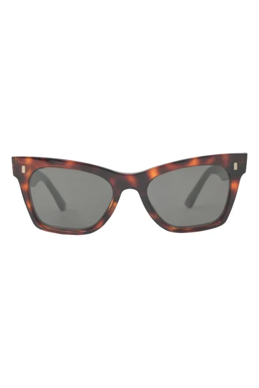 Tortoiseshell acetate and tinted polycarbonate square cat eye sunglasses