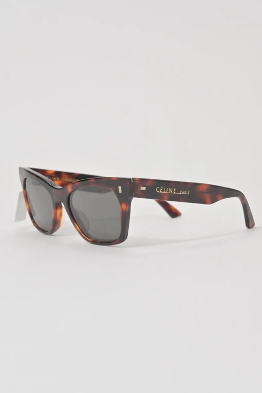 Tortoiseshell acetate and tinted polycarbonate square cat eye sunglasses