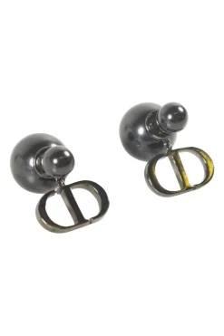 'Tribales' earrings with grey resin pearl