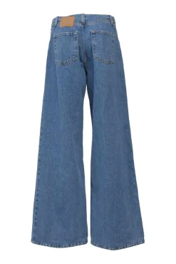 True indigo cotton denim low-rise bell-bottom flared jeans