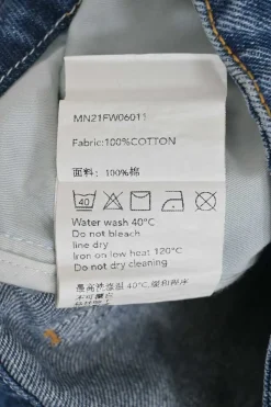 True indigo cotton denim high-rise straight-leg jeans with stacked waistband