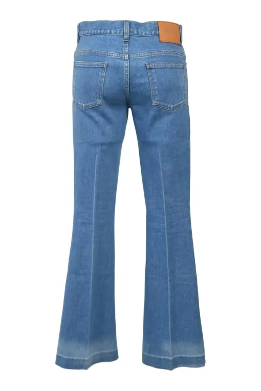 True indigo cotton-blend denim pull-on low-rise flared jeans featuring side seam webbing detail