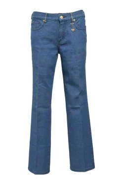 True indigo crystal-embellished cotton-blend denim low-rise boot cut jeans with belt loop heart charm