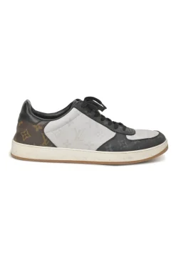 Two-tone coated monogram canvas and Ebene leather Rivoli low-top sneakers