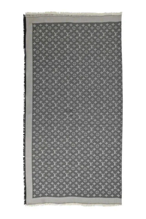 Two-tone double-face silk-wool blend monogram jacquard shawl