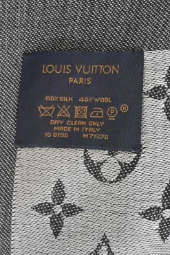 Two-tone double-face silk-wool blend monogram jacquard shawl