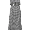 Two-tone gingham swing-style camisole and maxi A-line skirt