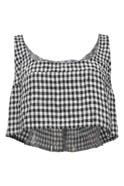 Two-tone gingham swing-style camisole and maxi A-line skirt