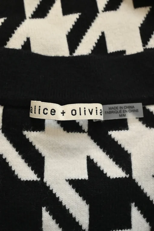 Two-tone houndstooth double-face nylon-blend ponte knit cardigan and pull-on mini pencil skirt two-piece set