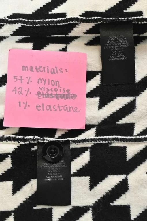 Two-tone houndstooth double-face nylon-blend ponte knit cardigan and pull-on mini pencil skirt two-piece set
