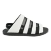 Two-tone leather and mesh slingback slide sandals