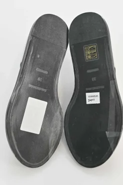 Two-tone leather and mesh slingback slide sandals
