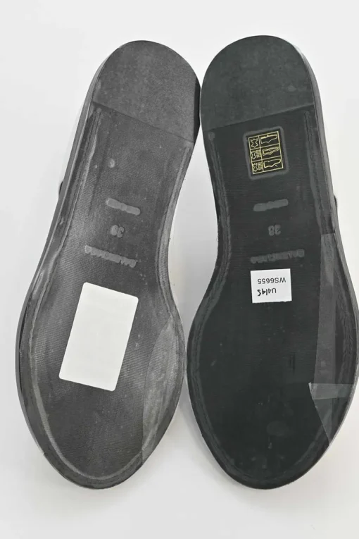 Two-tone leather and mesh slingback slide sandals