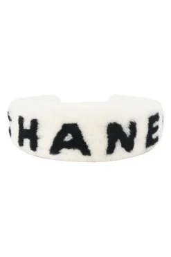 Two-tone logo shearling headband