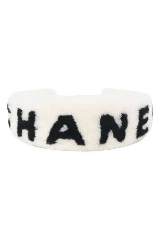 Two-tone logo shearling headband