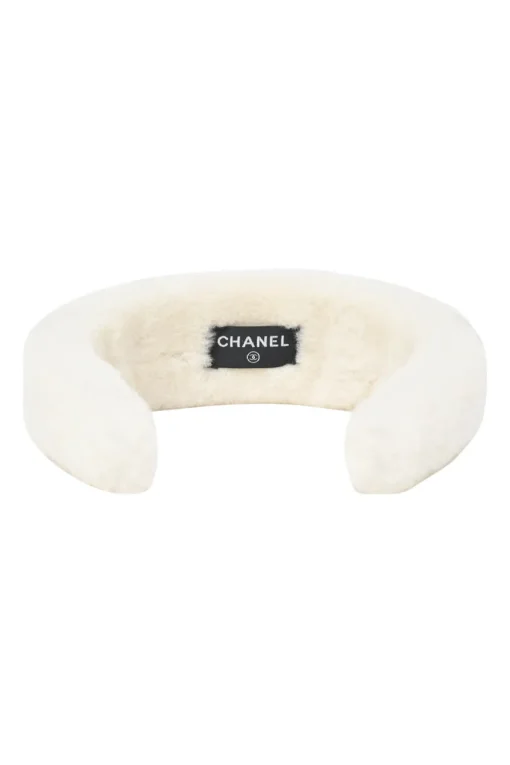 Two-tone logo shearling headband