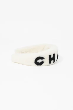 Two-tone logo shearling headband