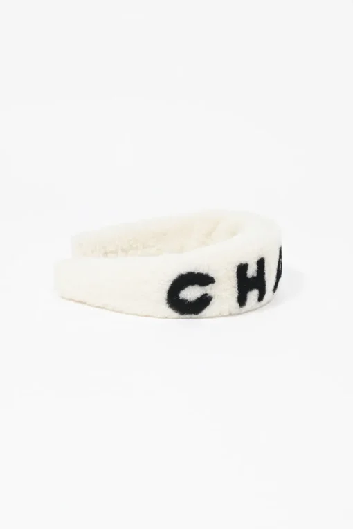 Two-tone logo shearling headband