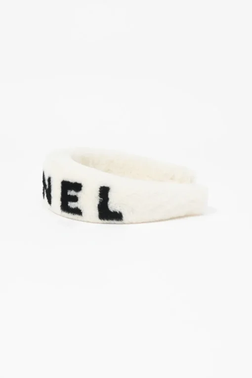 Two-tone logo shearling headband