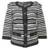 Two-tone metallic viscose-blend striped knit button-front cardigan jacket
