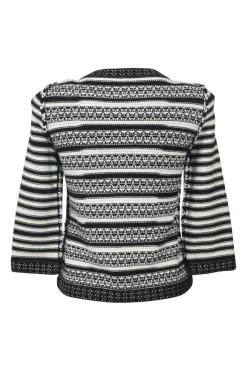 Two-tone metallic viscose-blend striped knit button-front cardigan jacket