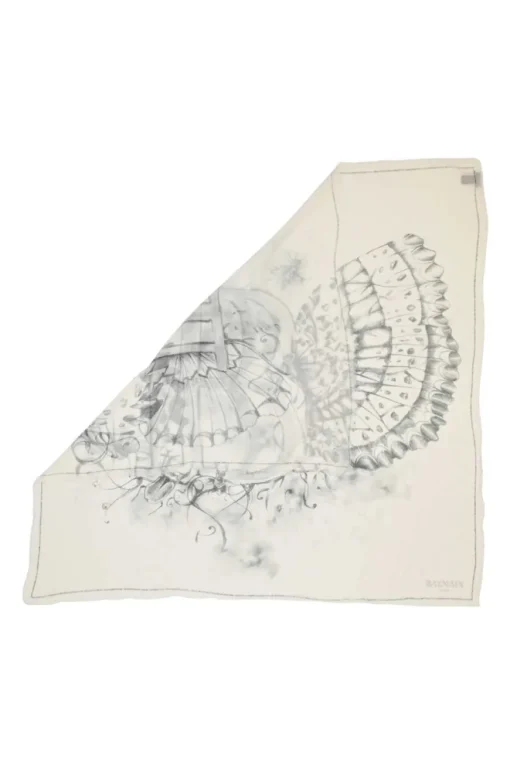 Two-tone modal-blend printed scarf featuring painterly B butterfly motif
