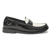 Two-tone patent leather 'Le Loafer' slip-on penny loafers featuring monogram plaque appliqué