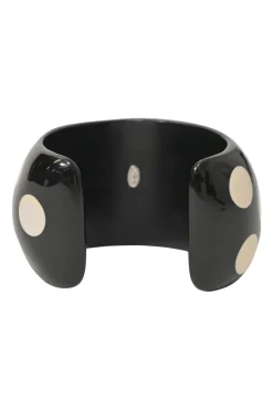 Two-tone resin and metal Coco Mark polka dot bangle