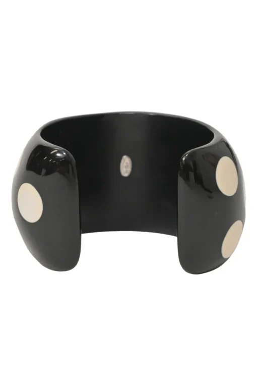 Two-tone resin and metal Coco Mark polka dot bangle