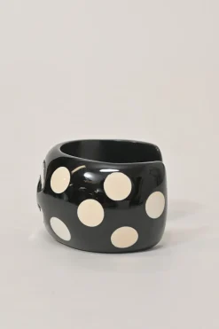 Two-tone resin and metal Coco Mark polka dot bangle