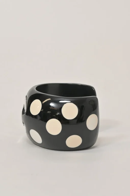 Two-tone resin and metal Coco Mark polka dot bangle