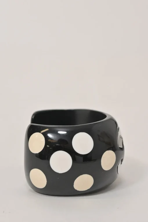 Two-tone resin and metal Coco Mark polka dot bangle
