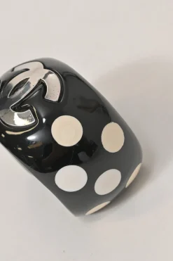 Two-tone resin and metal Coco Mark polka dot bangle