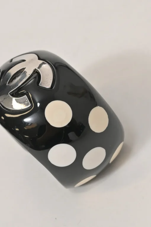 Two-tone resin and metal Coco Mark polka dot bangle