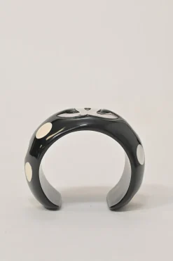 Two-tone resin and metal Coco Mark polka dot bangle