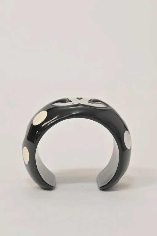 Two-tone resin and metal Coco Mark polka dot bangle