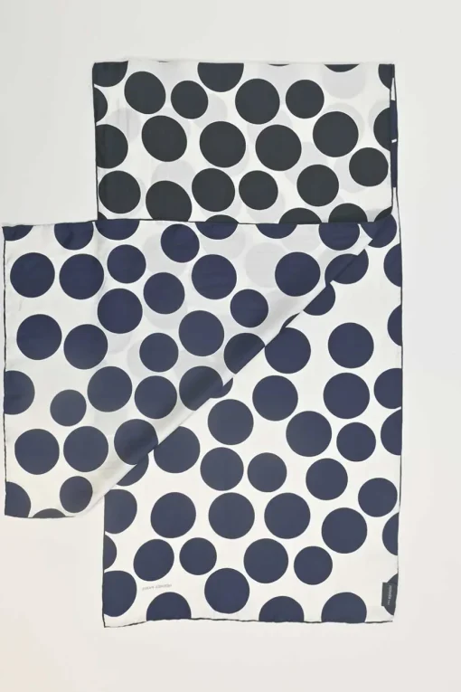 Two-tone reversible polka dot print scarf