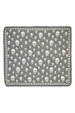 Two-tone semi-sheer skull print scarf
